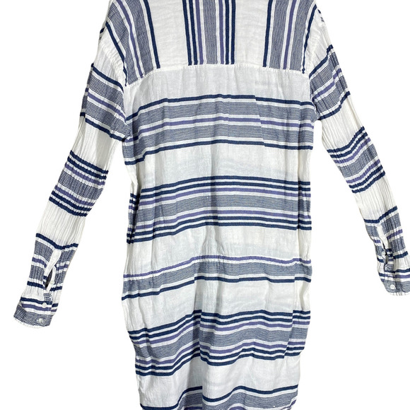 XiRENA 100% Cotton Blue & Ivory Stripe Sorento Dress Drawstring Waist sz L - Picture 9 of 10